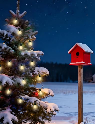 Miniatura 6 de Luces de Navidad vintage C9 para exteriores, cadena de luces de 26 pies con 26 bombillas transparentes, luz impermeable para árbol de Navidad al