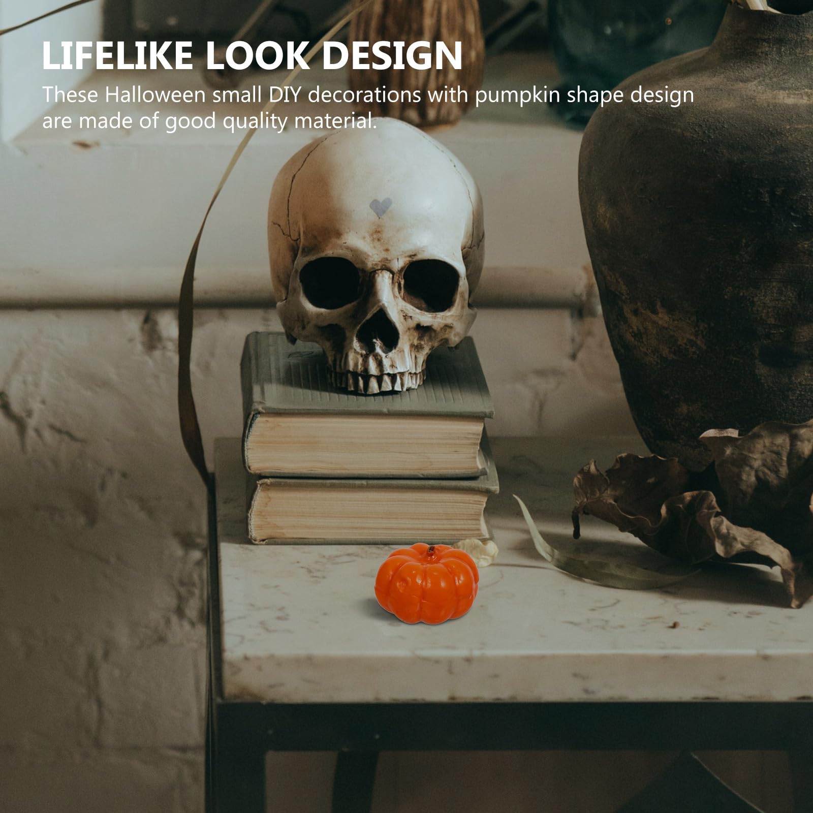OSALADI 400 Pezzi Decorazione di Zucca Artificiale Arancione per Halloween, Forma Realistica a Zucca con Colla Pu, per Arredamento Domestico e Accessori Fai-da-te