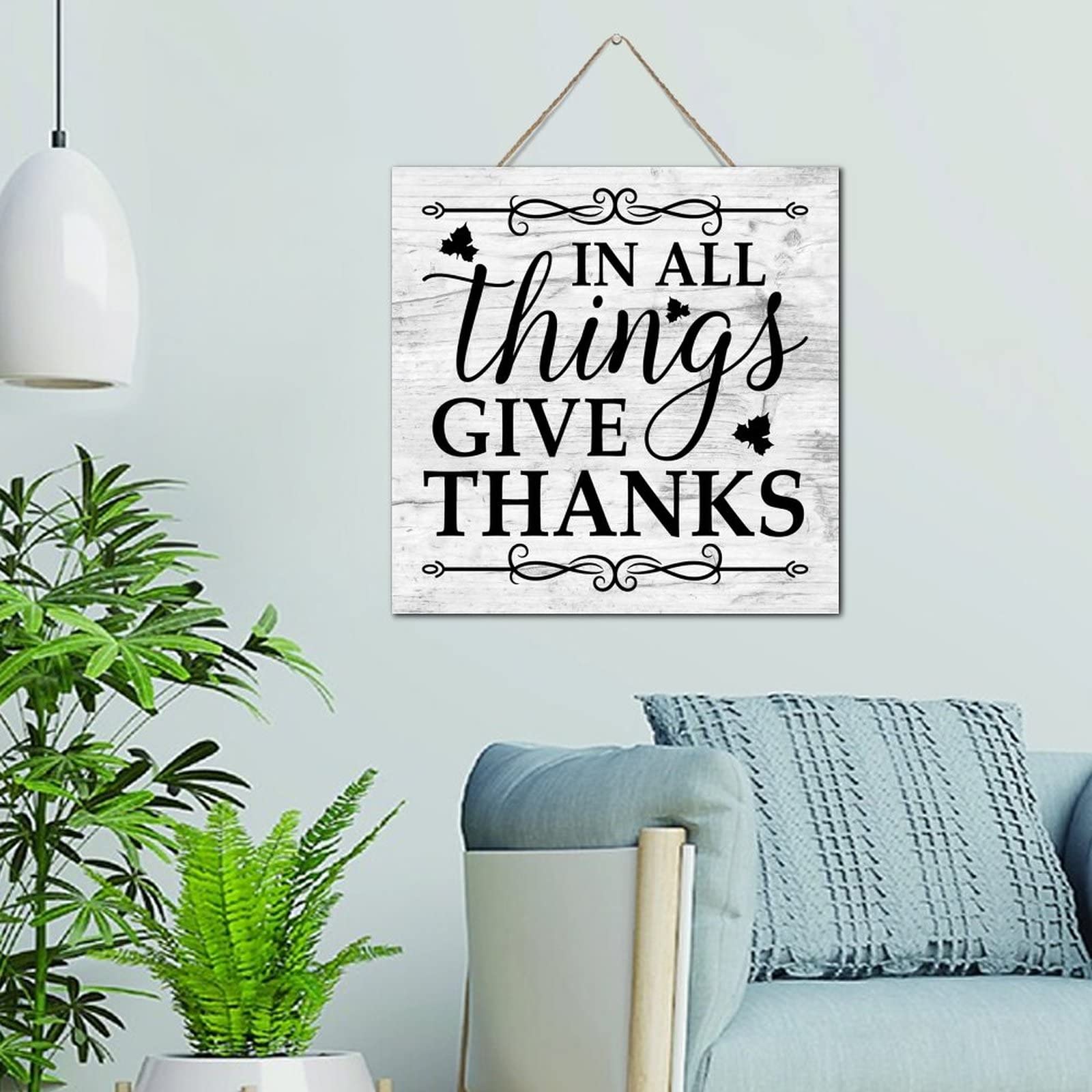 Plaque murale en bois Give Thanks pour sublimer votre entrée de maison