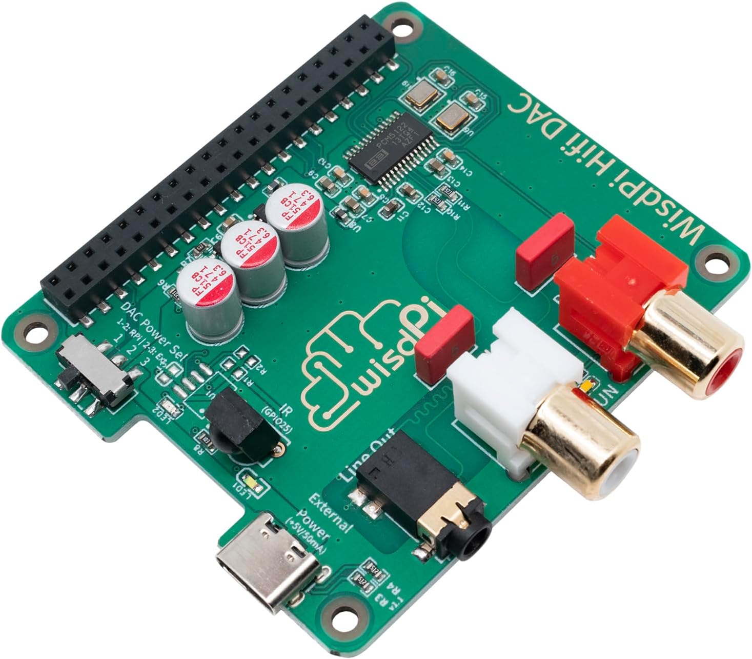 Raspberry Pi HiFi DAC HAT Audio Card Expansion Board for Raspberry Pi 4, Pi 3 B+, Pi 3 B, Pi 2, Pi B+, Pi Zero/Zero W