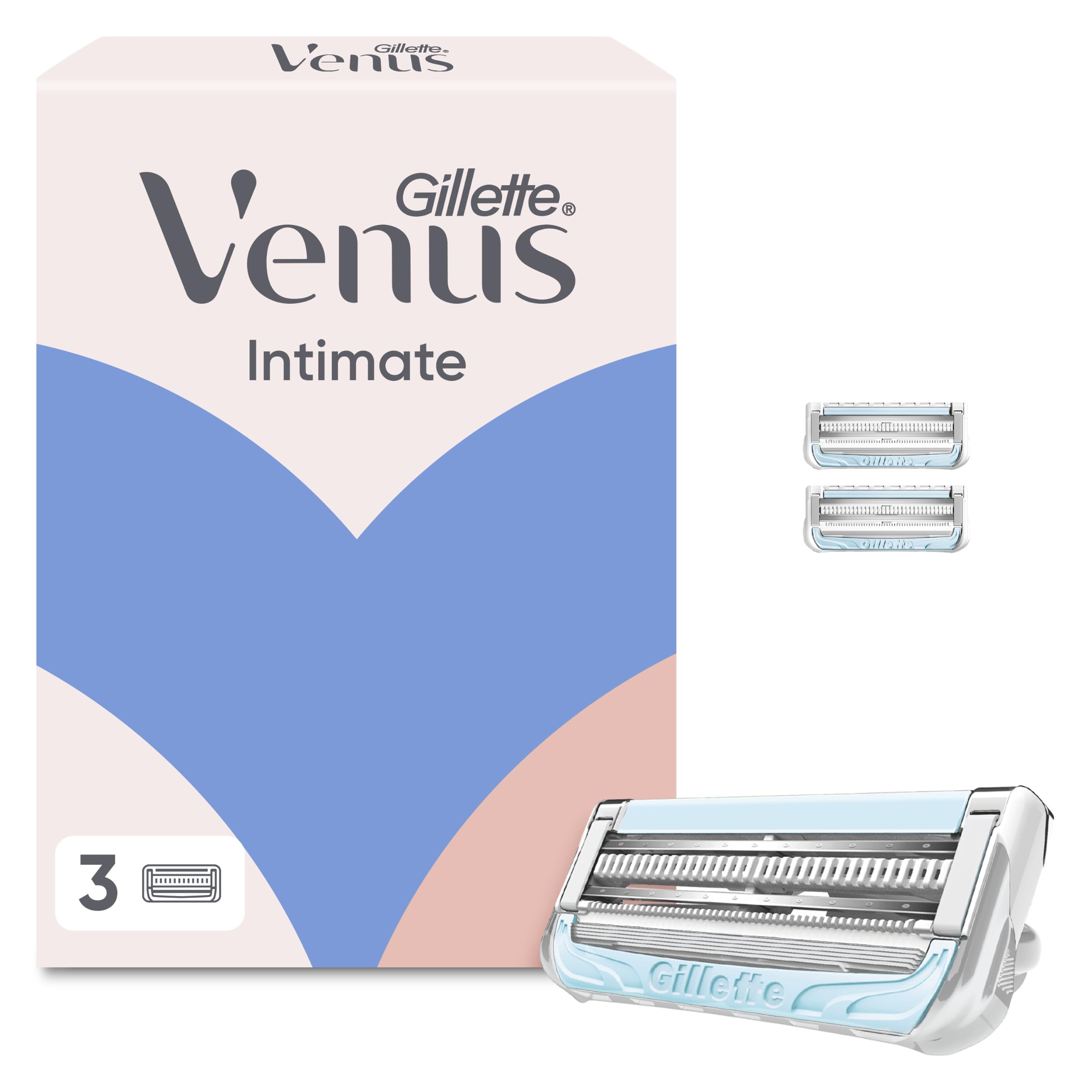 Gillette Venus per i Peli e la Pelle della Zona Intima, 3 Lamette di Ricambio per Rasoio da Donna, Aiuta a Proteggere la Pelle della Zona Intima dalle Irritazioni della Rasatura