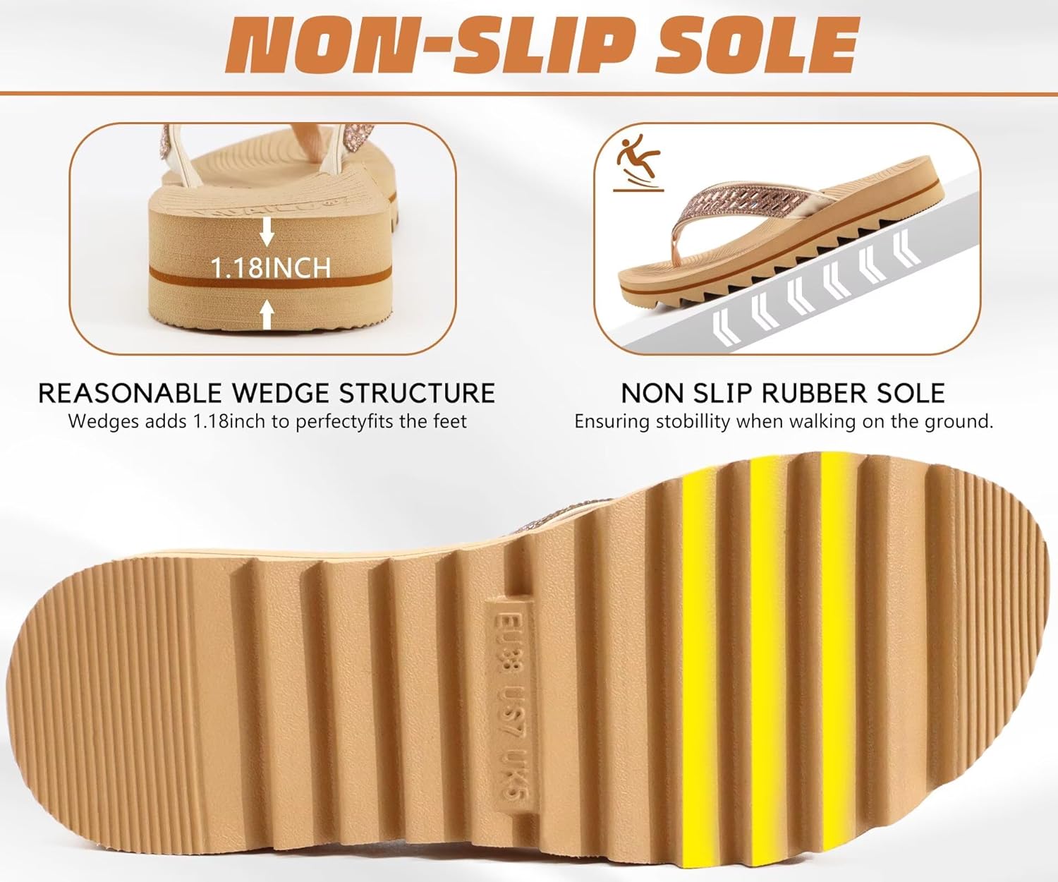 KuaiLu Women's Arch Support Orthotic Flip Flop Sandals - Image 6