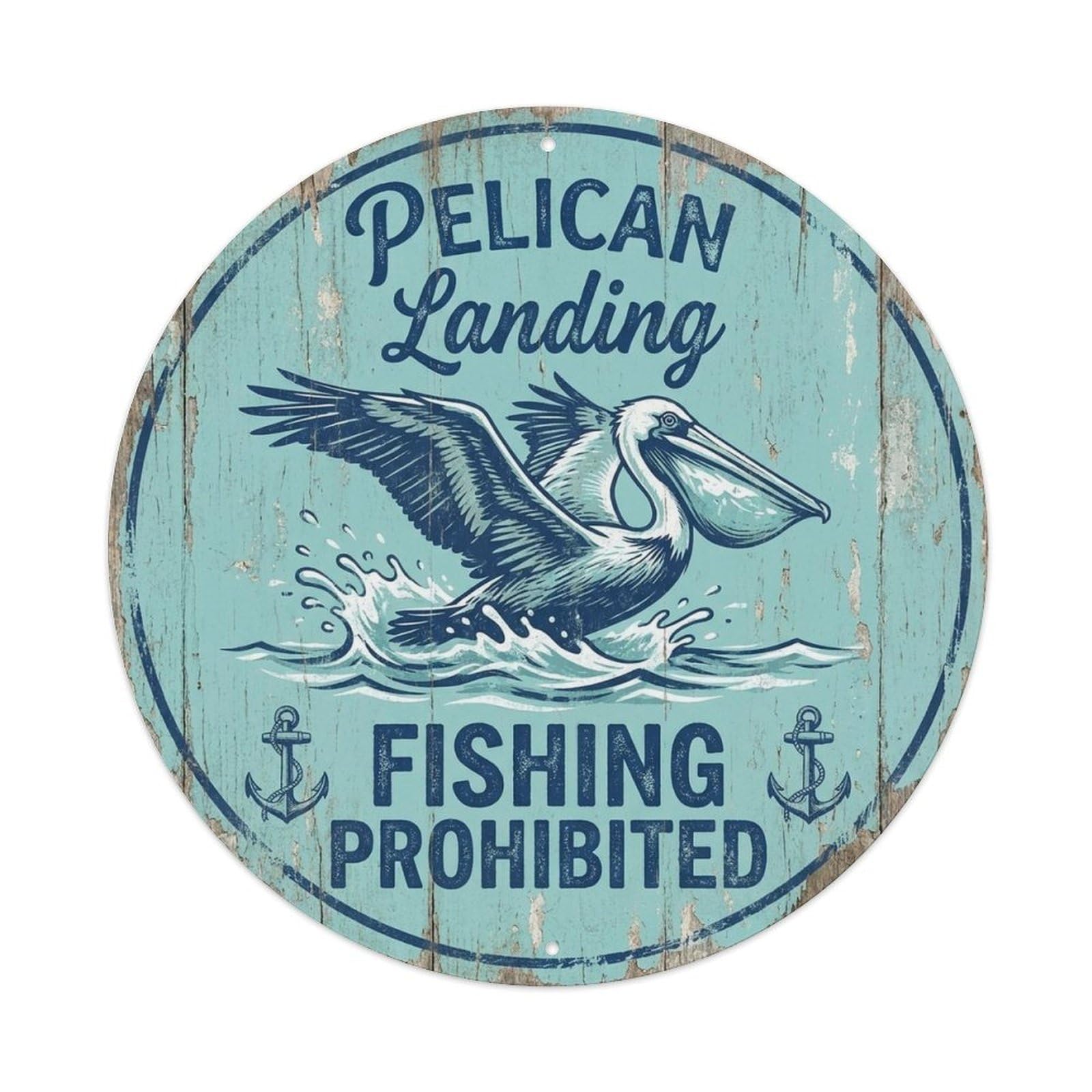 Pelican Landing Fishing Prohibited Wildlife Notice Metal Tin Sign