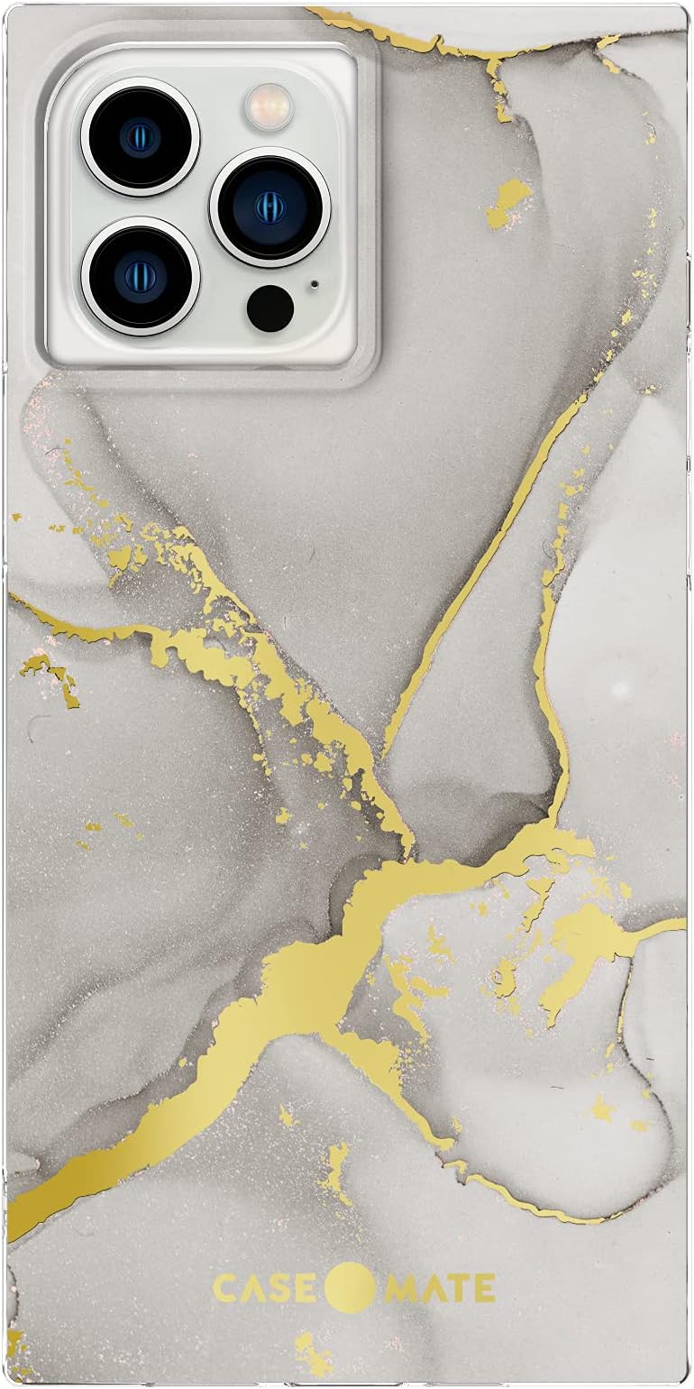Case-Mate BLOX Square iPhone 13 Pro Max Fog Marble Case - 10FT Drop Protection, Wireless Charging, Matte Finish