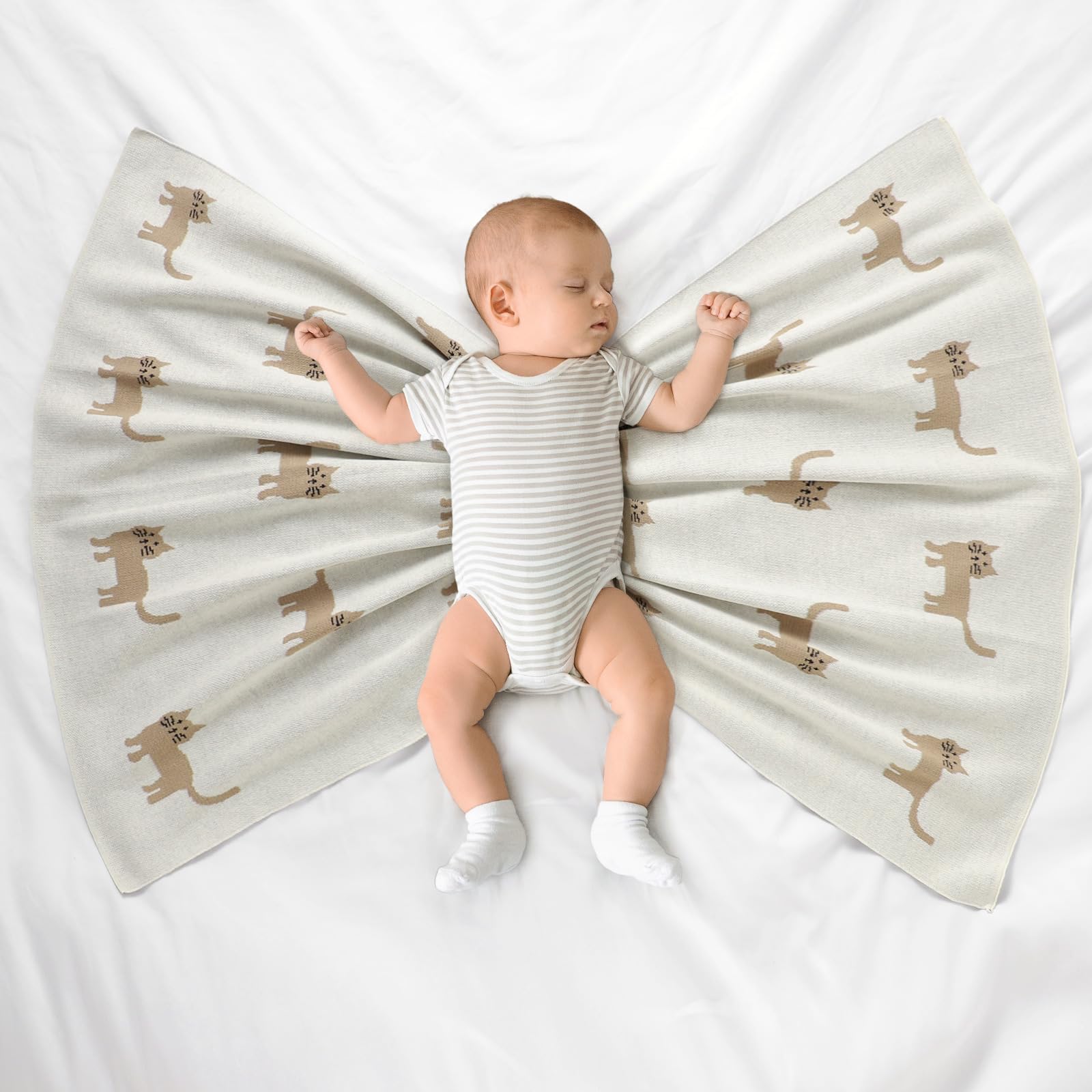 Hadetoto Baby Blanket for Newborn Soft Cozy Knitted Cotton Blankets Baby Essentials Gifts for Newborn Girl Boy 100 x 80cm - Image 3