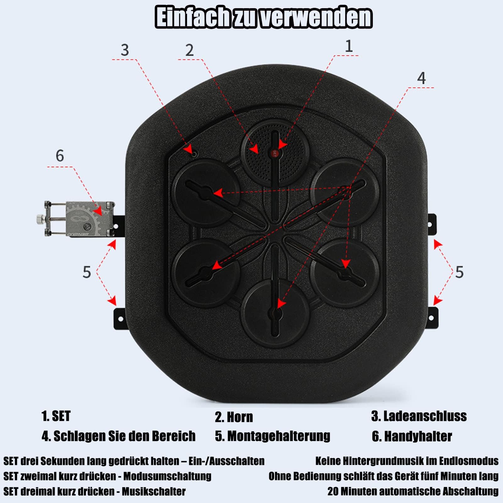 Maszyna bokserska Bluetooth z muzyką i diodami LED – zawiera rękawice bokserskie do treningu w domu i na siłowni