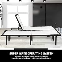 Vista 4 de Greaton Base de cama ajustable de 15 pulgadas con telas decorativas, inclinación de la cabeza con control remoto con cable, barra protectora