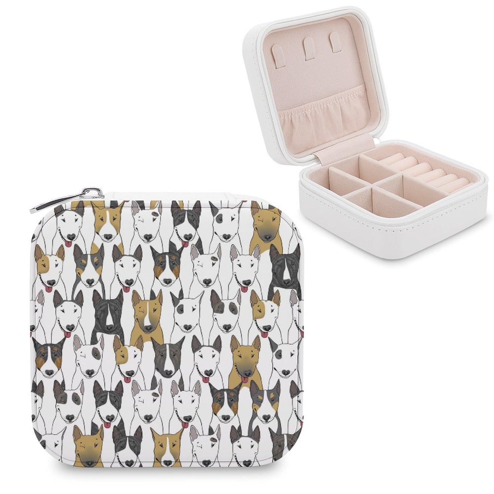 Boîte à bijoux portable en cuir synthétique avec flanelle
