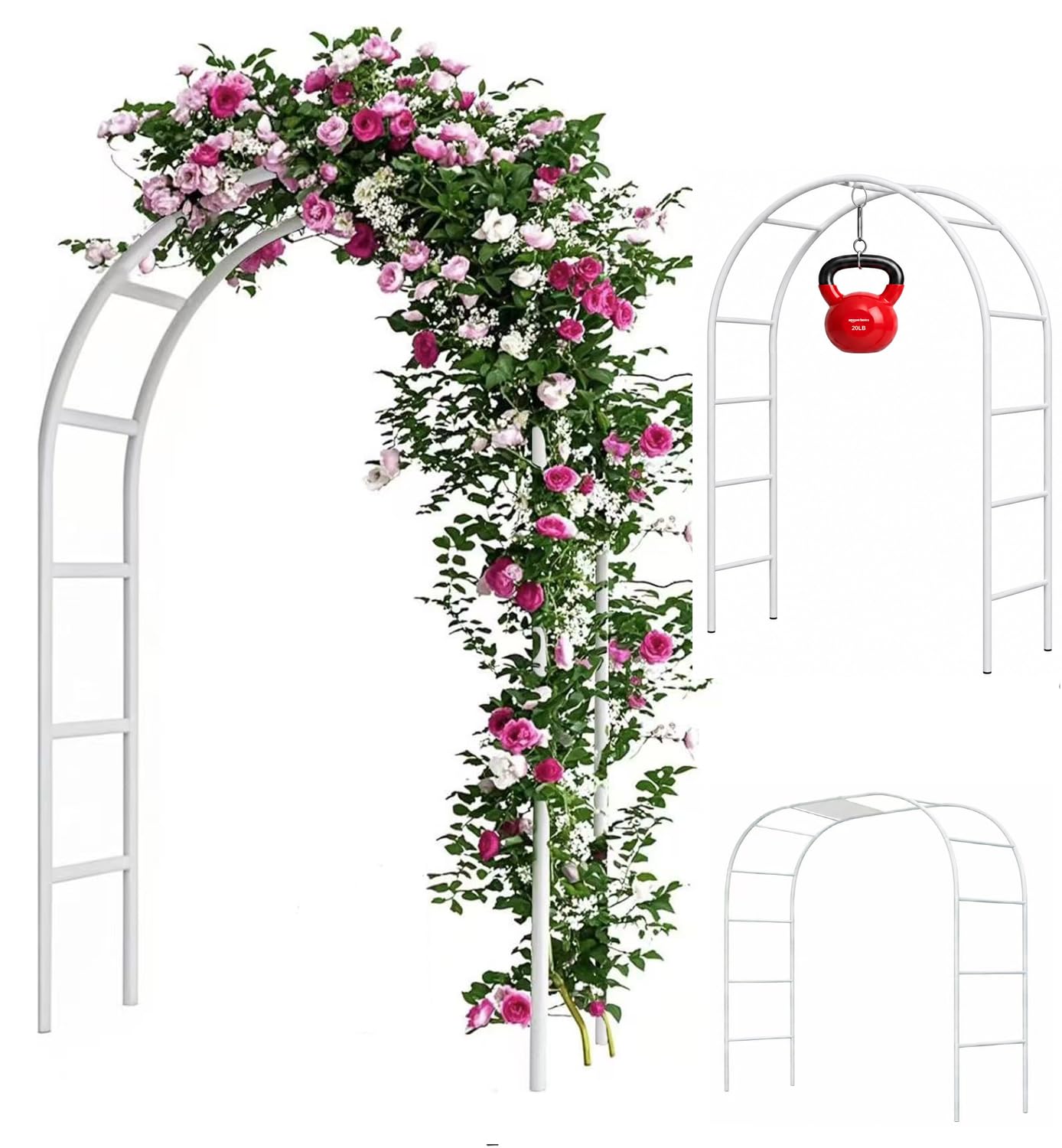 Black Garden Arch Trellis - Climbing Plant Support -8