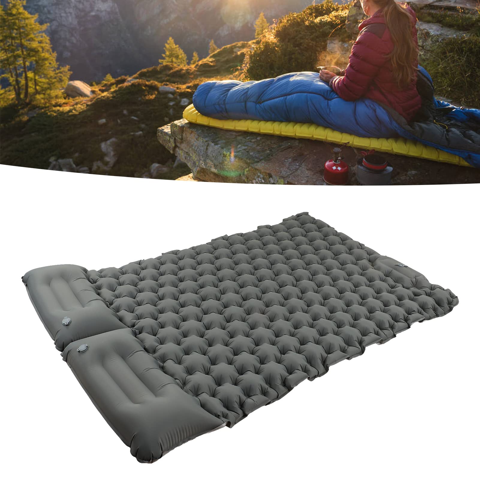 Camping Isomatte wasserdichte Nylon Ergonomische Fußpresse Aufblasmatte