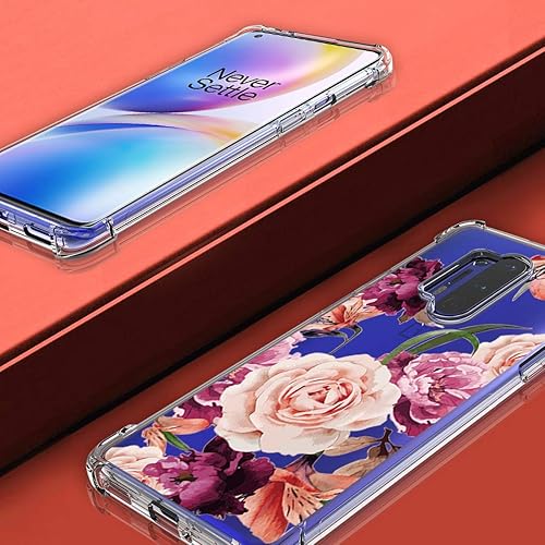 Miniatura 4 de Osophter Funda para Oneplus 8 Pro Flower Floral para niñas y mujeres, absorción de golpes flexible de goma TPU suave de silicona para One plus 8 Pro