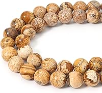 Vista 25 de 45 piezas de cuentas de piedra natural de 0.31 pulgadas de ágata pavo real, cuentas sueltas redondas de piedra de energía curativa para hacer joyas