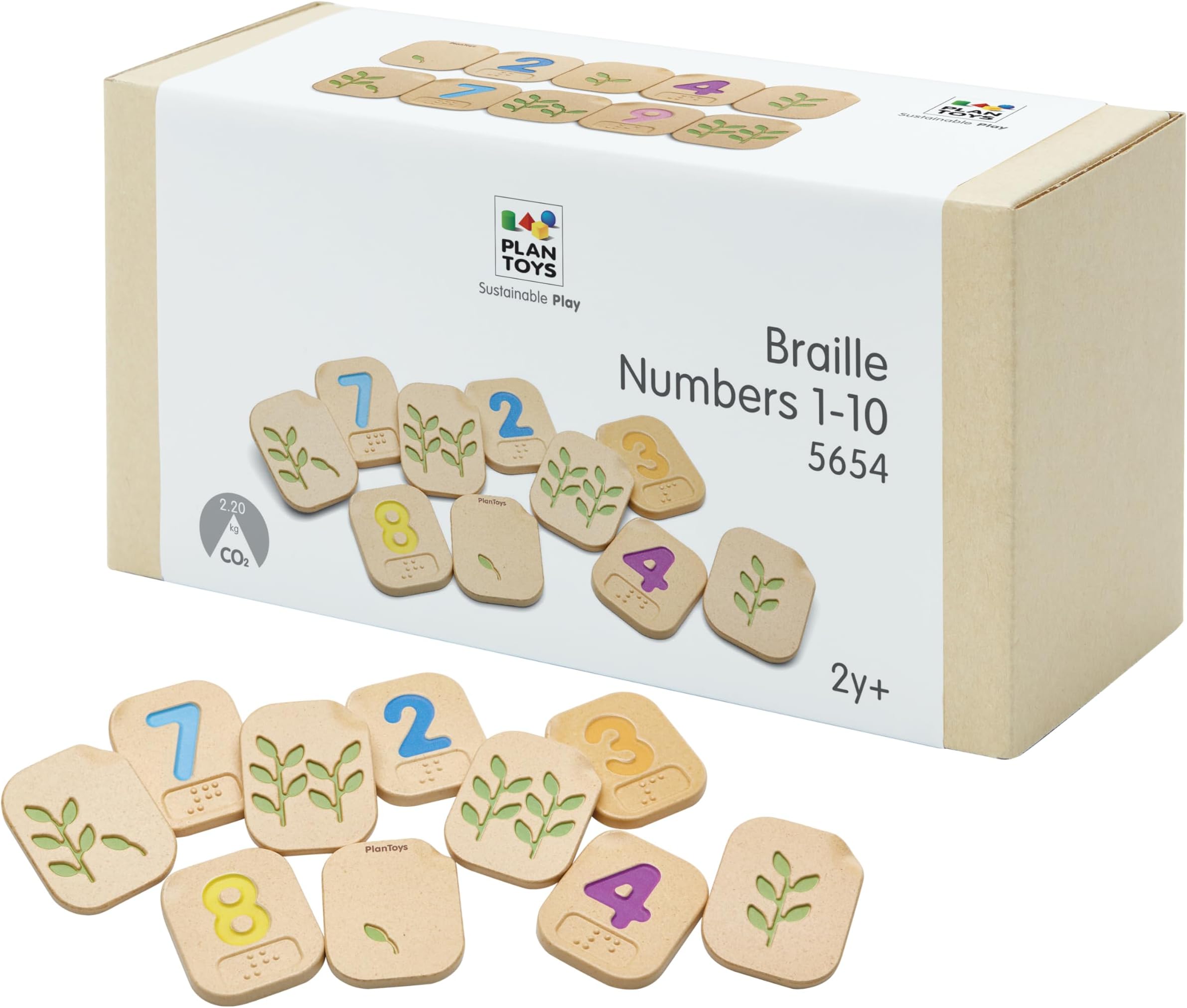 - PlanToys® Braille Numbers 1–10 Wooden Montessori Counting and Tactile Learning Toy | Early Math, Sensory Exploration and Inclusive Education Activity | Eco Friendly Educational Number Set