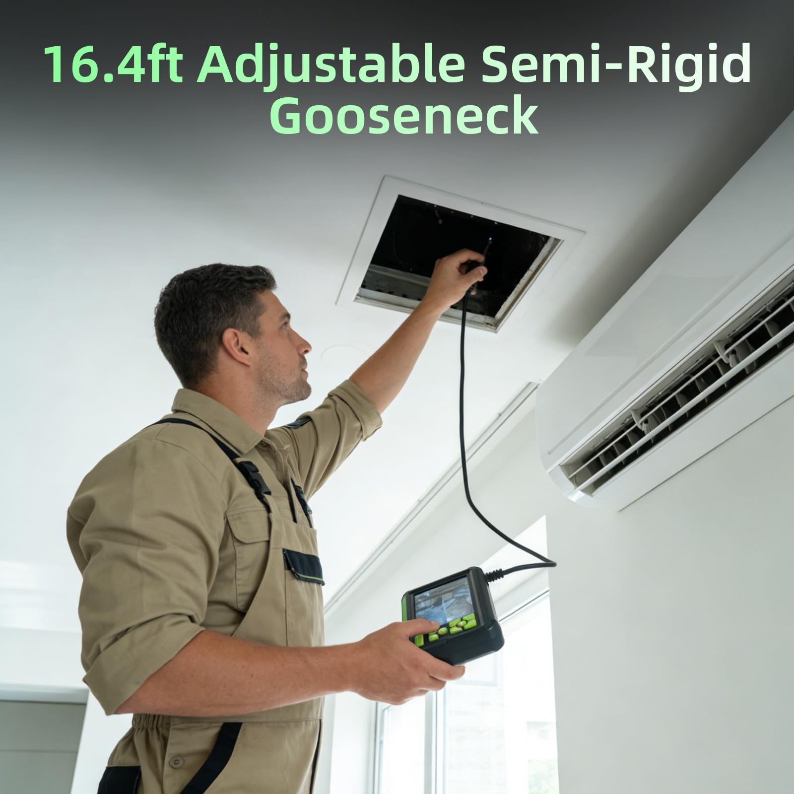 Cámara Endoscópica de Doble Lente, 4,3" Pantalla IPS Endoscopio Camara de Inspeccion con 8 Luces LED, Camara Inspeccion Tuberias Impermeable IP67, Cable Semi-Rígido de 5M, Toma Fotos y Graba Video
