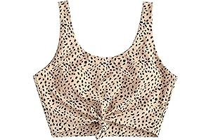 ZAFUL Women's Sexy High Waist Bikini Top Front Knot Tankini Wrap Swimsuit...
