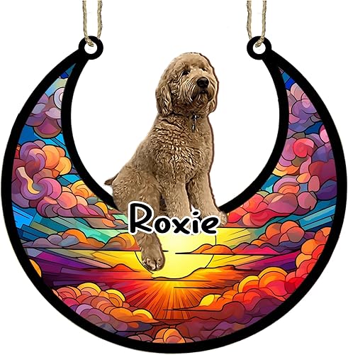 Vista 232 de LOVELYPOD Adorno de Navidad personalizado de perro pastor alemán, atrapasoles conmemorativo, adorno de Navidad de pastor alemán con nombre, pérdida