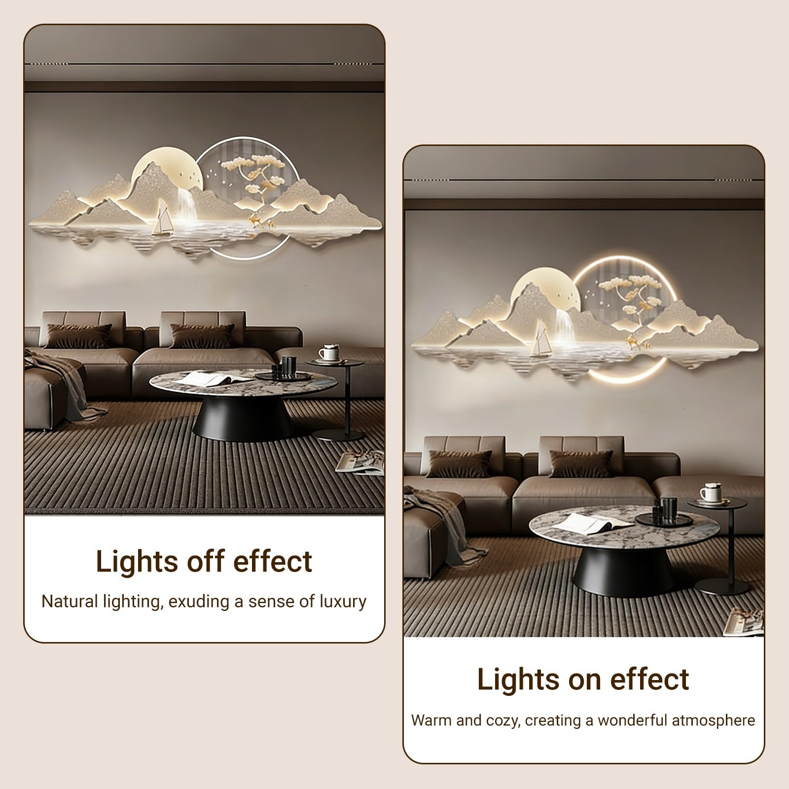 Zegar ścienny 3D z oświetleniem LED, duży, cichy, nietykający zegar ścienny, nowoczesny dekoracyjny do salonu, sypialni, biura