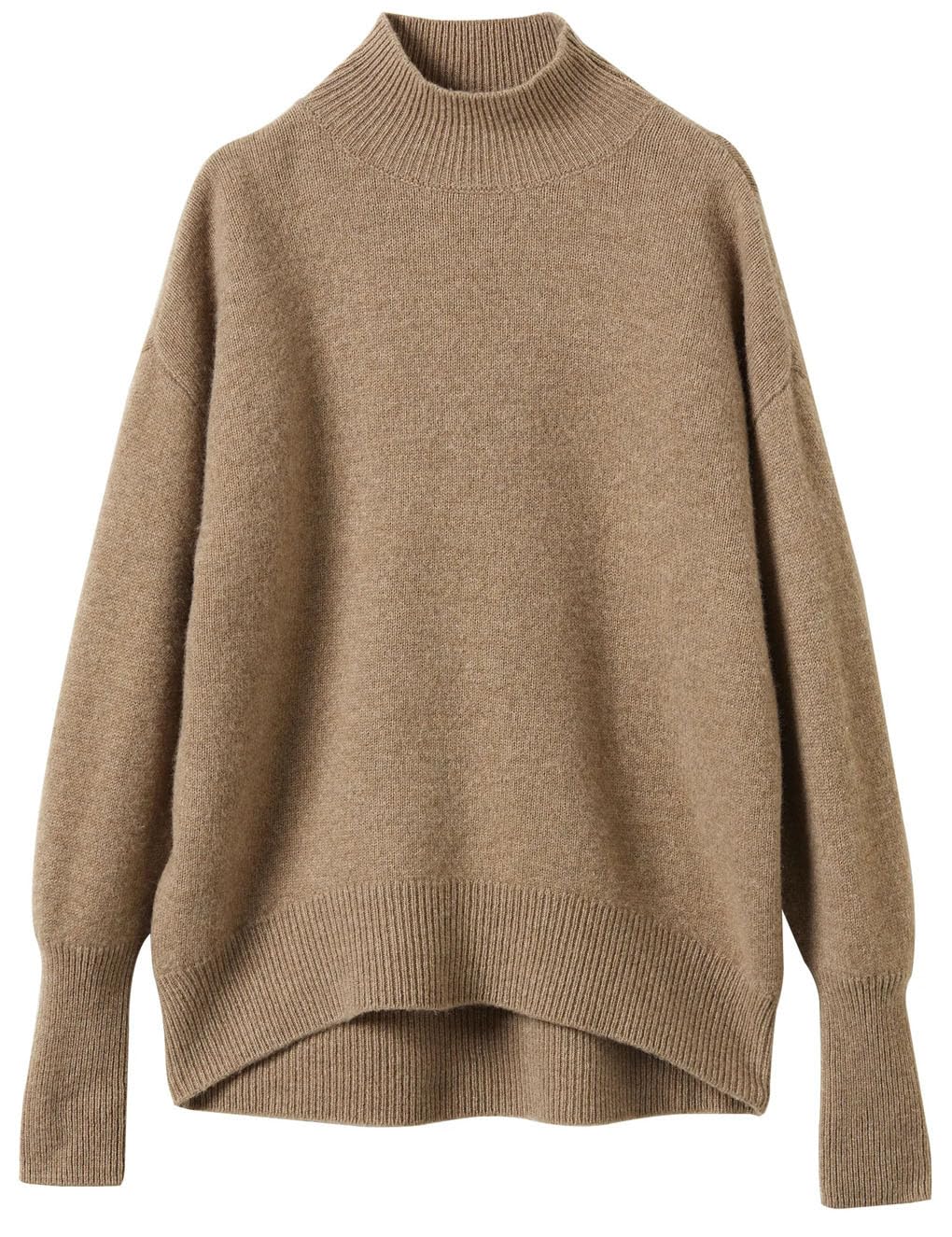 keusyoi Suéter de lana merina para mujer, suéter de invierno con cuello alto falso, manga larga, suéter de punto suelto