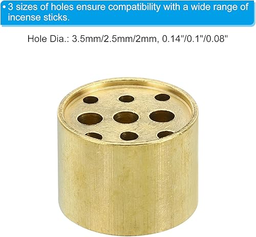 Miniatura 9 de PATIKIL Soporte para incienso, quemador de incienso de latón con base de soporte de incienso de 9 agujeros para yoga, spa, oficina en casa, 0.8