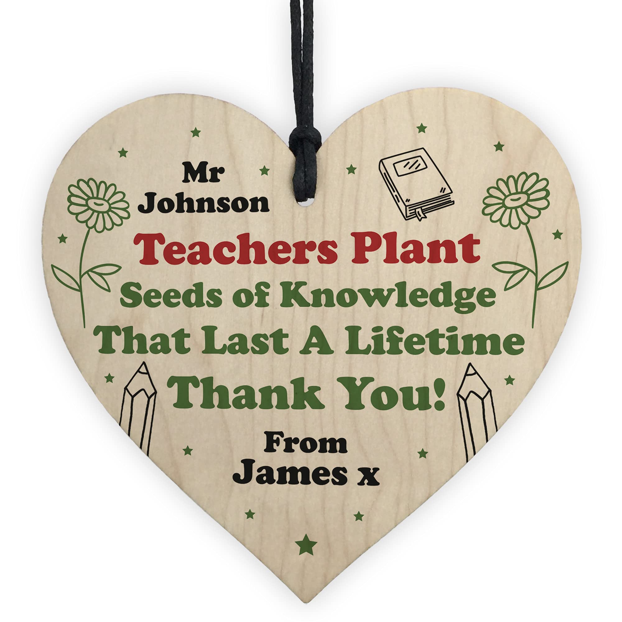 Personalised Teacher Heart Plaque Thank You Gifts for Teaching Assistant Leaving Gift
