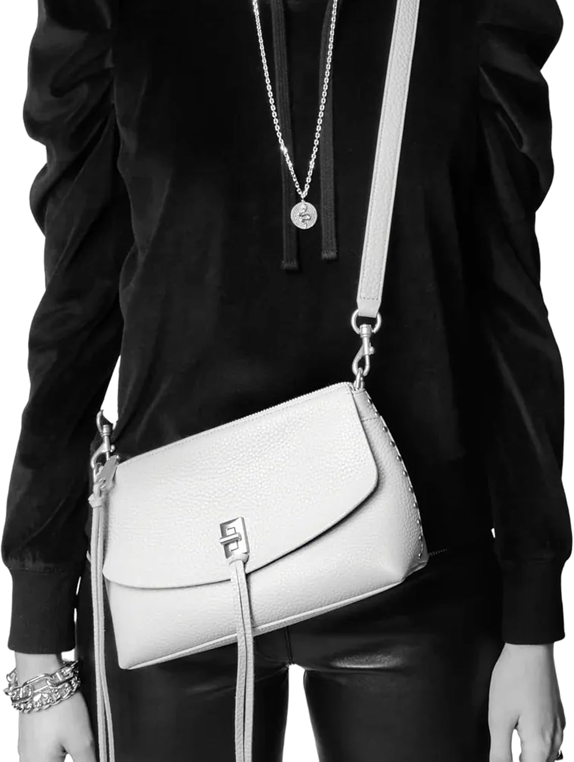 Rebecca Minkoff Women's Darren Top Zip Crossbody Bag, Women's Leather Shoulder Handbag Purse
