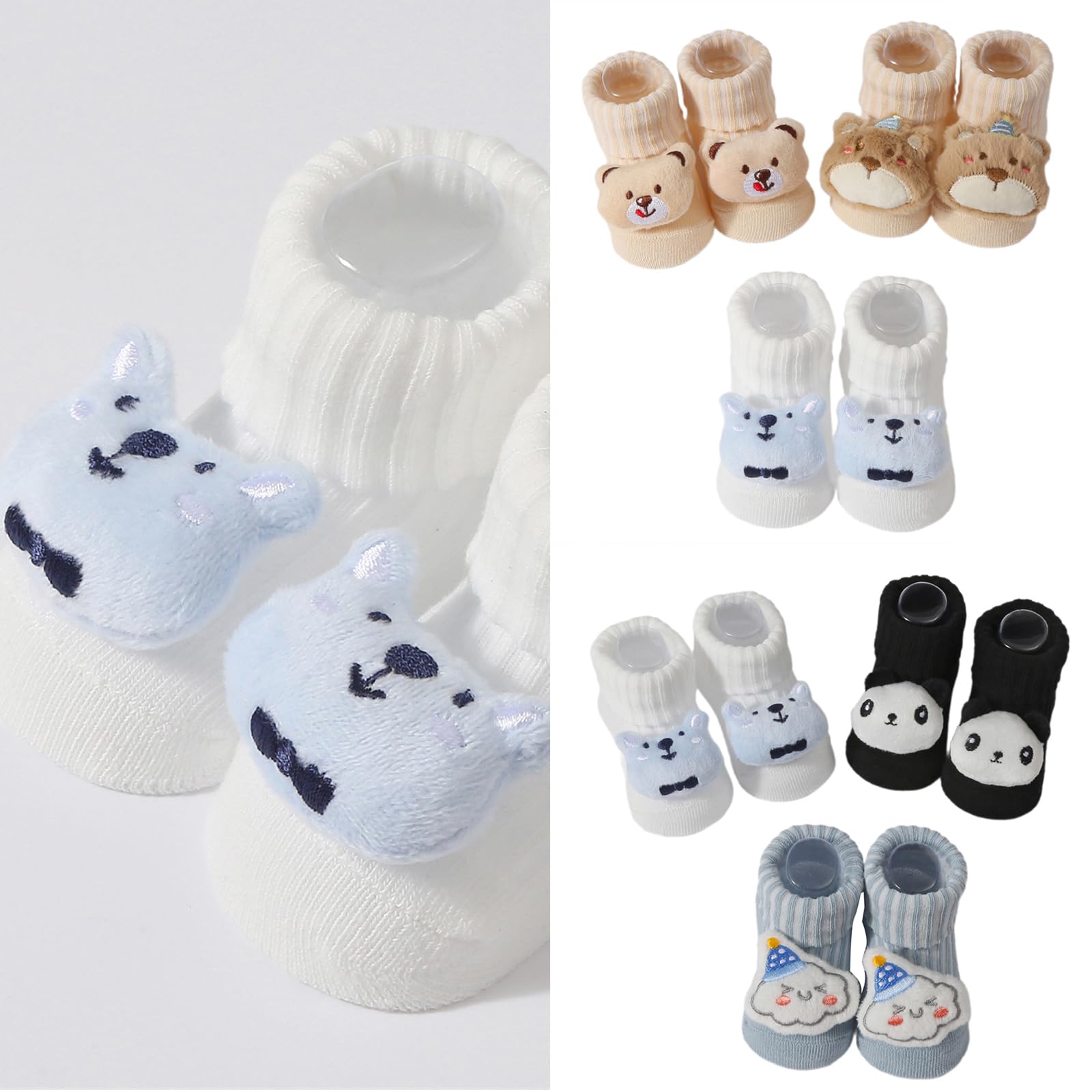 BOGEEL 2 Pairs/3 Pairs Baby Ankle Socks with Cartoon Pattern Knitted Socks Kids Boys Girls Cotton Winter Socks for