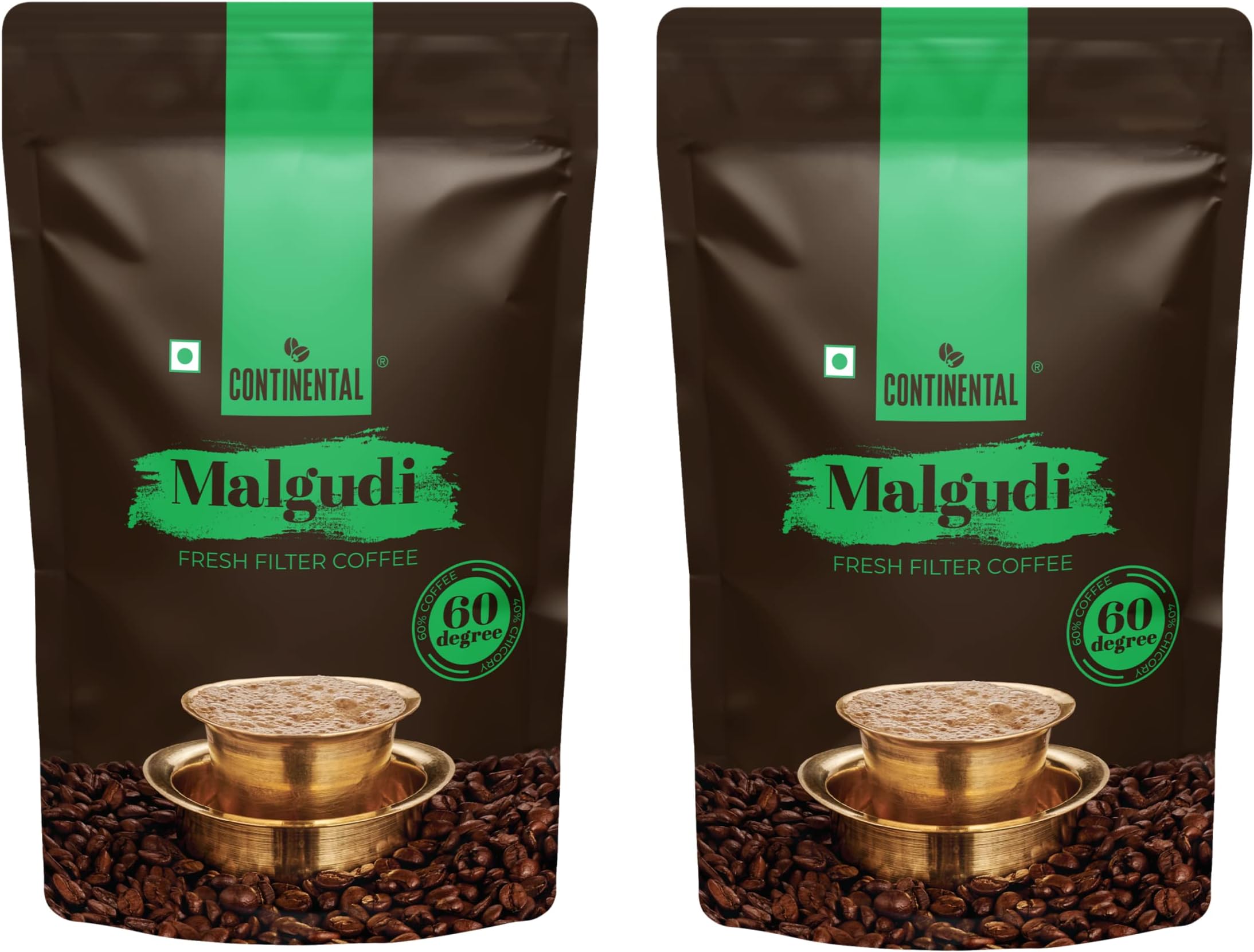 Filter Coffee 500gm Pouch (PACK OF 2) | (53% Coffee - 47% Chicory) | Traditional South Indian Filter Coffee Powder | Freshly Roasted Ground Coffee | 500gm*2-1KG