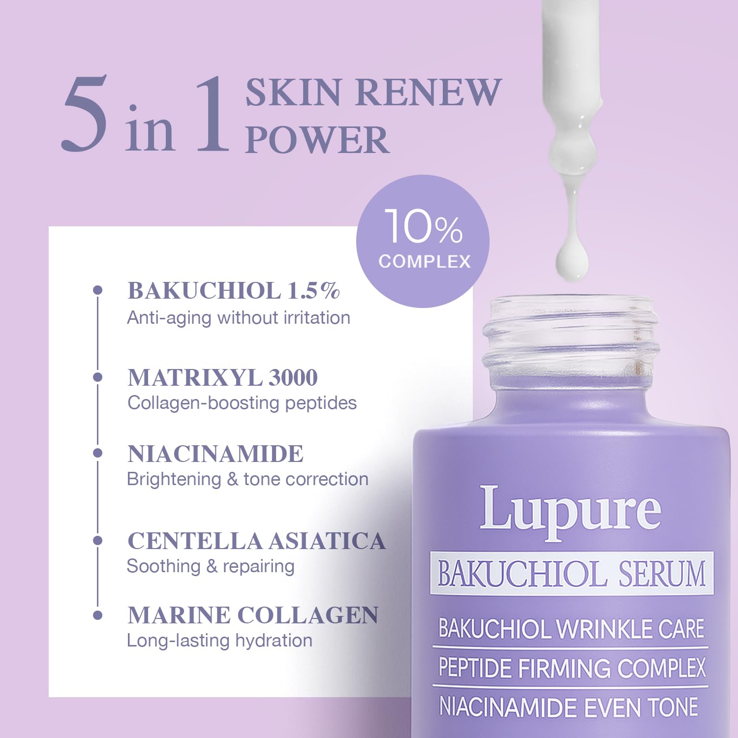 Bakuchiol Serum for Face – Natural Retinol Alternative for Wrinkles, Fine Lines, Firming, Brightening, Hydrating, Soothing, Anti-Aging & Sensitive Skin Care, with Matrixyl 3000 & Niacinamide - Image 4