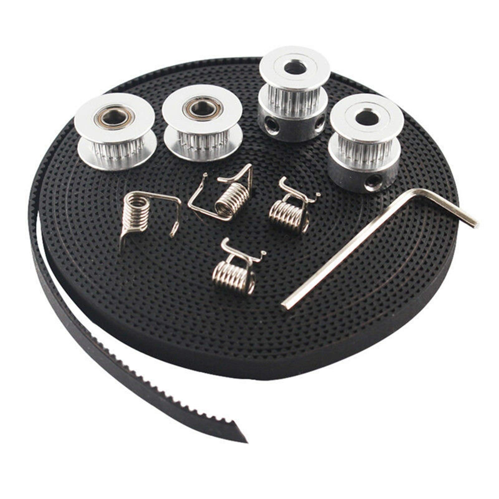 Luabue Kit Courroie GT2 5M + 8 Poulies 20 Dents + 4 Ressorts Tension – Accessoires Précis Pour Imprimante 3D, CNC, Mouvement Linéaire