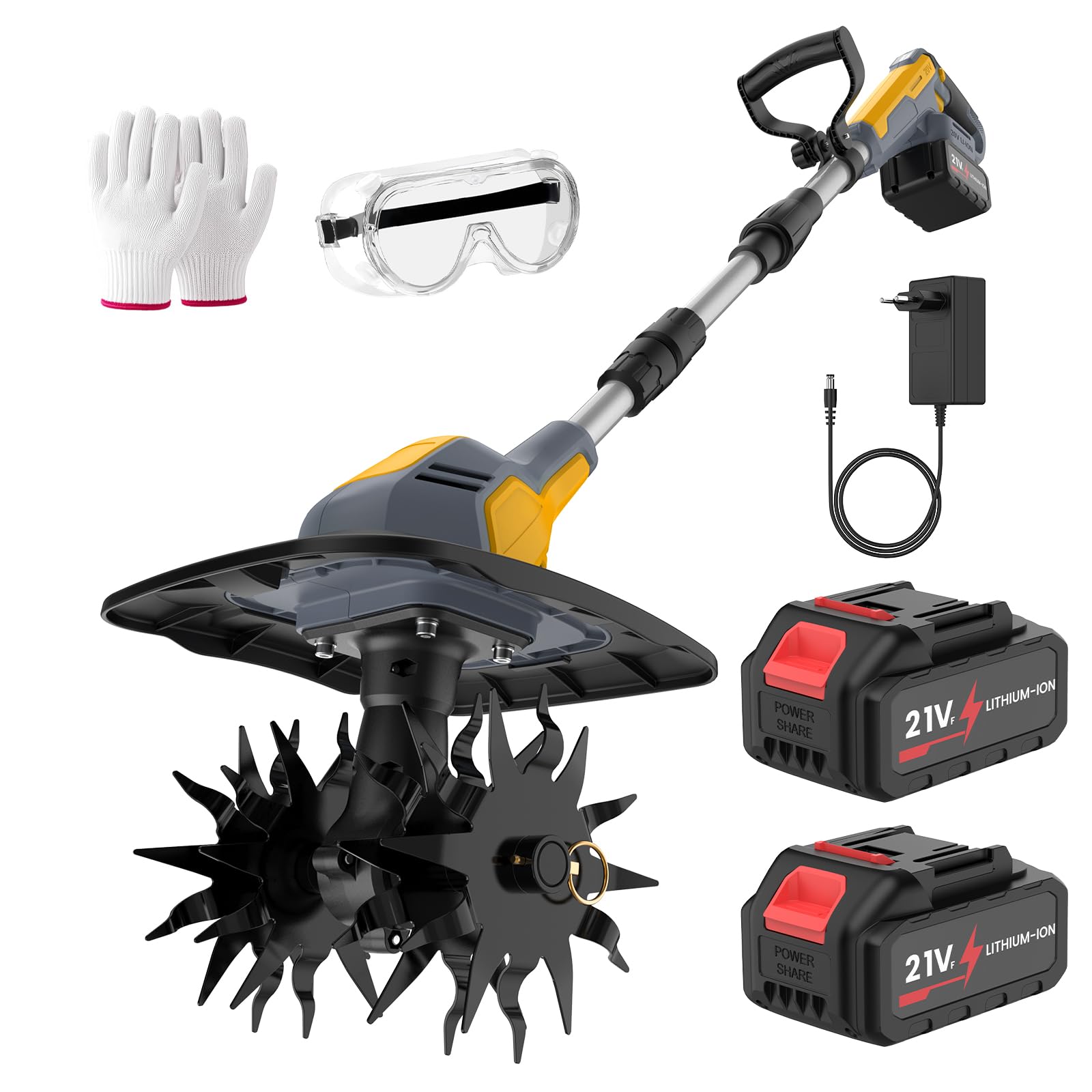 550 W Motocicletta elettrica senza fili, batteria 2 x 4,0 Ah | 4 lame in acciaio, larghezza 25 cm e profondità 20 cm, manico regolabile 125-140 cm, ideale per allenarsi