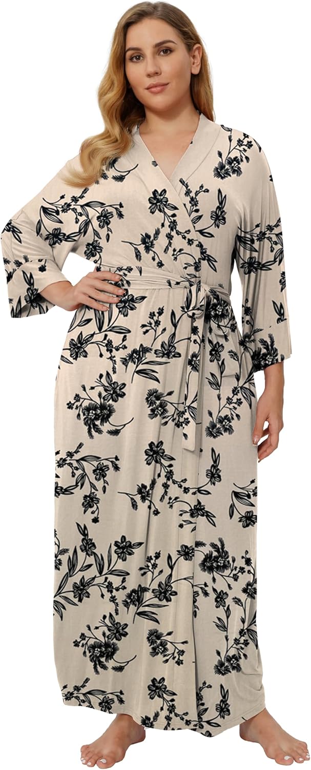 Super Shopping-zone Women's Plus Size Long Robes Kimonos Plus Size Maternity Robes Delivery Robes Sleepwear
