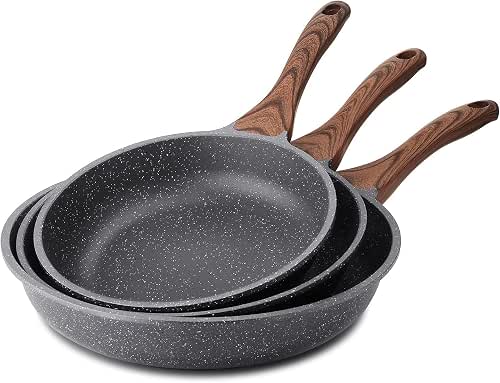 SENSARTE 20+24+28cm Schweizer Granit Beschichtung Antihaft Pfannenset