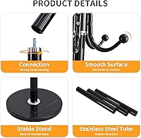 Vista 3 de ZOZOE Perchero de metal independiente, perchero moderno con base de mármol natural, diseño giratorio de 360° con 14 ganchos, perchero para colgar