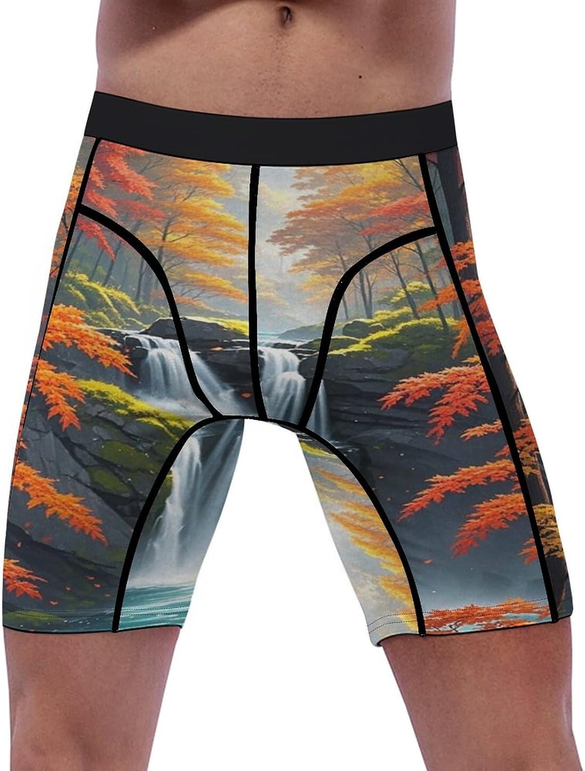 Red Tropical Trees Compression Shorts Men Spandex Sport Shorts Workout Performance Baselayer Underwear
