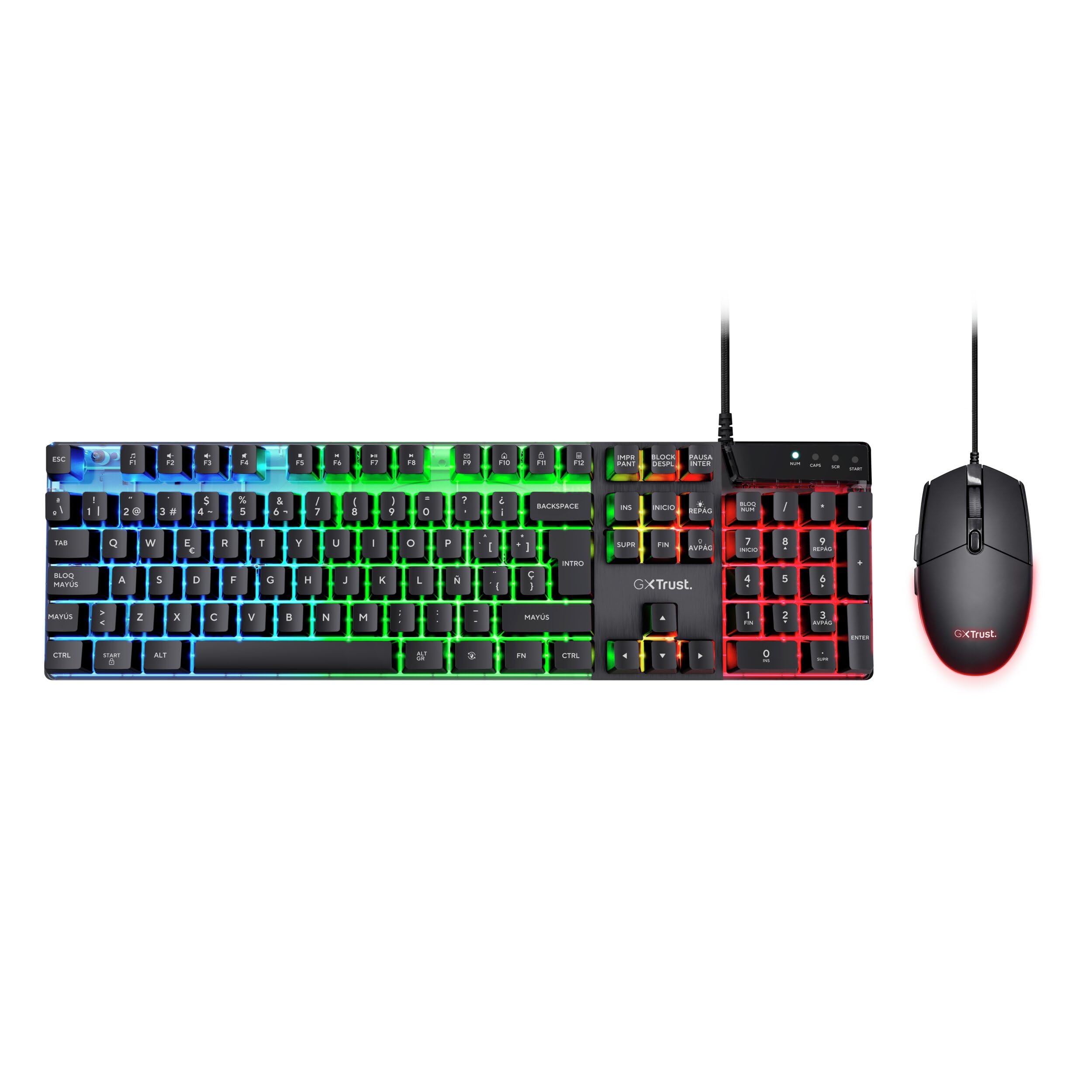 GXTrust 838 Azor Teclado Gaming y Ratón con Cable QWERTY Español, Iluminación LED, 800-3000 dpi, Anti-Ghosting, Pack Gamer para Juegos Windows Mac PC Ordenador Portátil - Negro — view 2