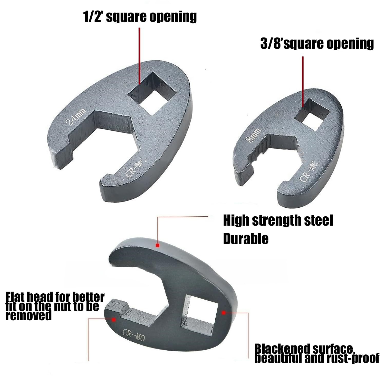 TOOSOAR19 pcs Crowfoot Ensemble de Clés,écrou évasé 8 à 32 mm,avec Outillage de Boîte à Outils,pour Véhicules de Service