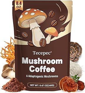 Mushroom Coffee, 40 Servings Instant Mushroom Coffee Powder with 6 Adaptogenic Mushrooms and MCT Oil for Better Energy, Focus, Digestion & Immune Support
