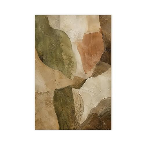 Earth Tone Abstract Canvas Wall Art Unframed Organic Neutral Home