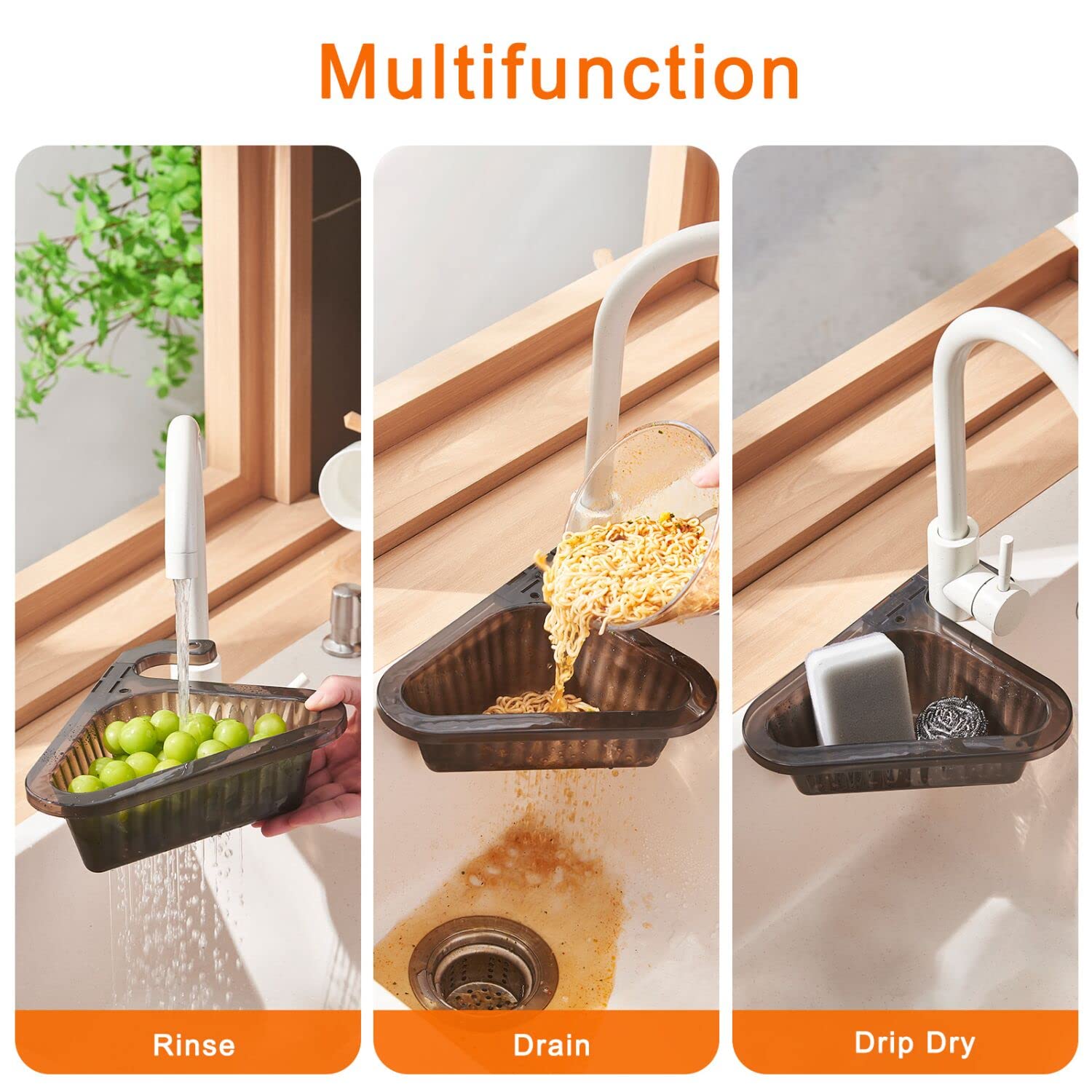 2 Stretchable Sink Drain Baskets for Most Kitchen Sinks, Swan Strainer Basket for Draining Residuum, Washing Fruit, Drip Drying Sponge, Easy to Clean, Kitchen Gadgets