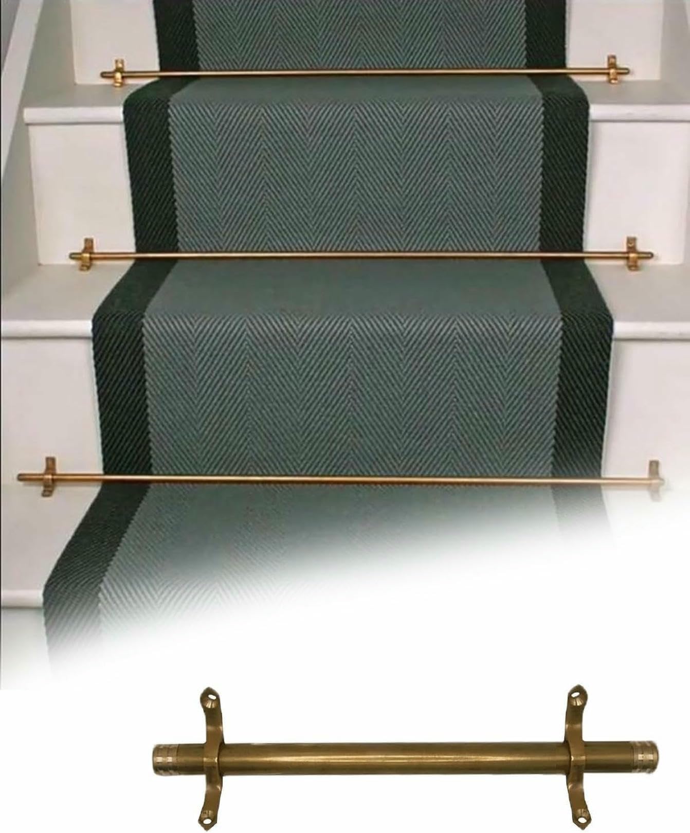 Barras de escalera de latón para alfombras doradas y fijador antideslizante de peldaños
