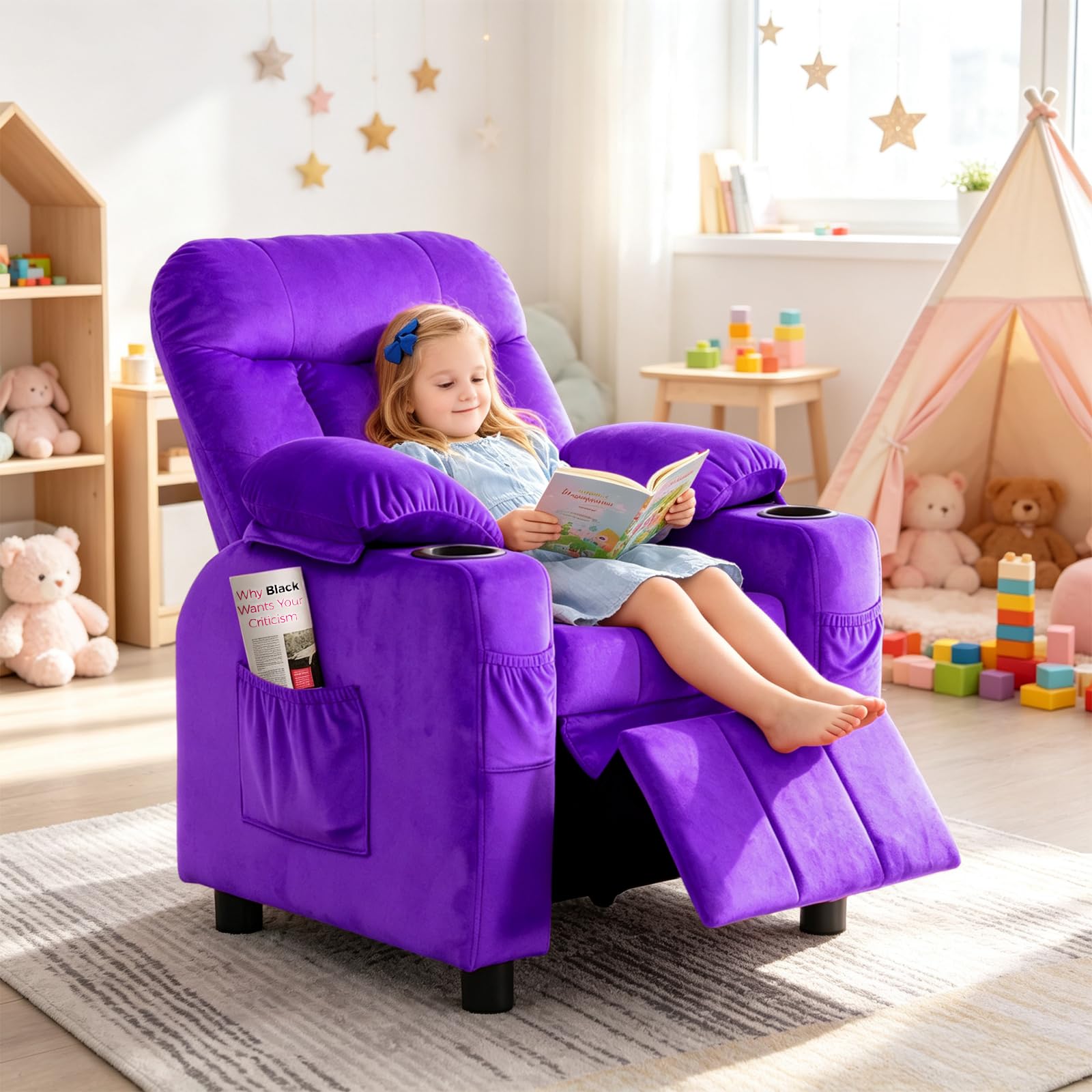 MOOITZ Ergonomic Adjustable Velvet Lounge Chair