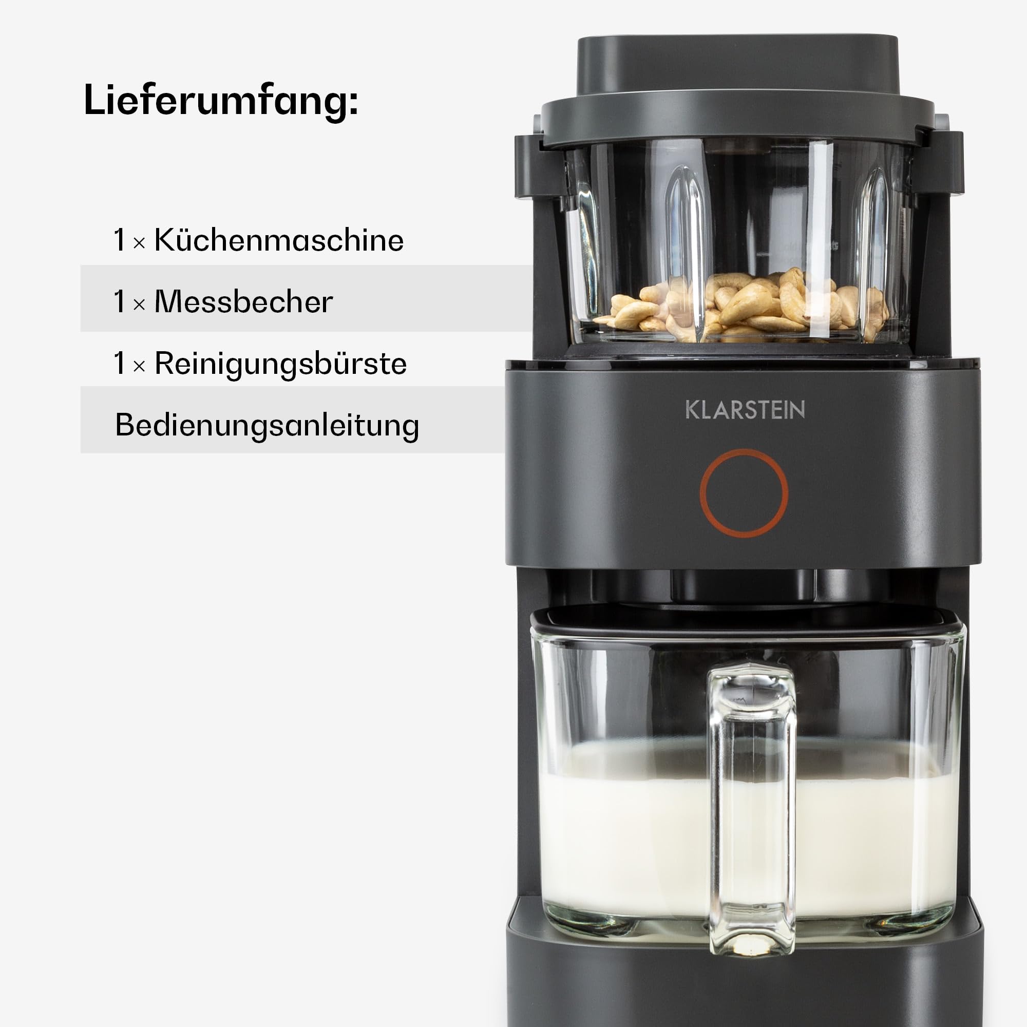 Klarstein Mixer, Standmixer mit 300 Motor- und 1250 Watt Heizleistung, Hochleistungsmixer für Pflanzenmilch Zubereitung, Smoothie Mixer mit 360° Heiztechnologie, 30.000 U/min, Touchscreen, Schwarz