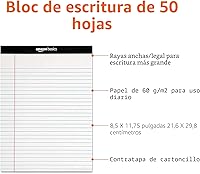 Vista 4 de Yaxa Basics Bloc de notas de escritura con rayas anchas, 8.5 x 11.75 pulgadas, blanco, 12 unidades (12 paquetes de 50)