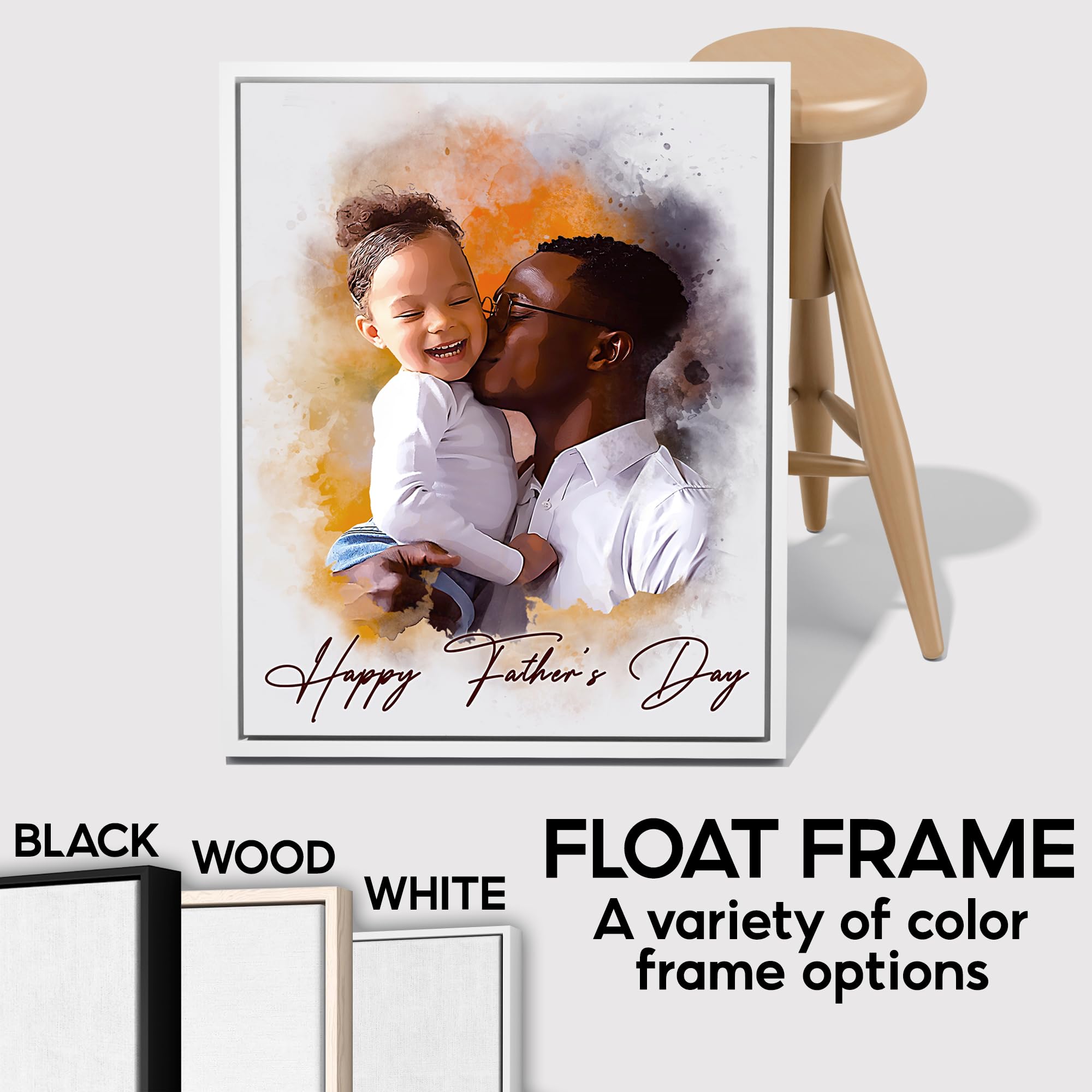 Custom Watercolor Painting from Photo for Dad, Customized Canvas Portraits from Photo for Papa Grandpa, Personalized Picture Wall Art for Fathers Day, Fathers Day Canvas Gifts From Daughter Son
