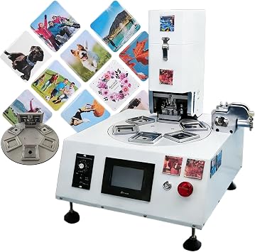 6-Out Electric Rotary Square-Button-Maker-Machine 50mm/1.97 Inch, Automatic Pneumatic Magnet Maker Kit, Photo Magnet Machine for Custom Fridge Magnets & Handmade Projects