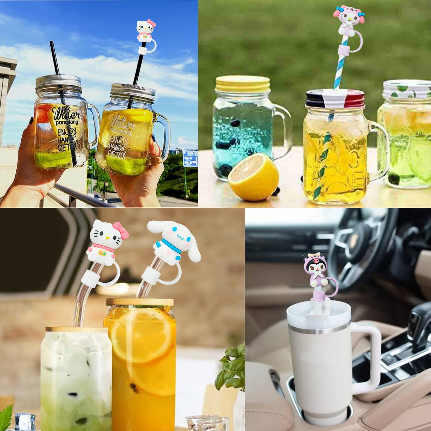 4-Pack Silicone Straw Covers - Reusable Straw Caps For Stanley Tumblers & Water Bottles