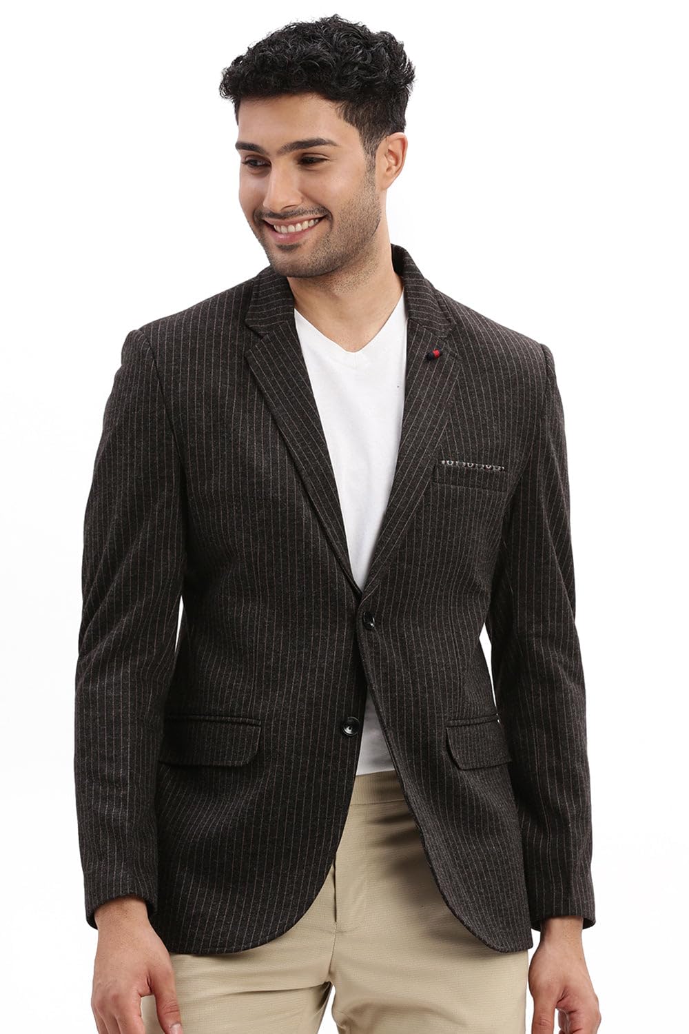 showoffff SHOWOFF Men's Striped Notched Lapel Charcoal Single Breasted Blazer-LBR-2055_Charcoal-picture-16
