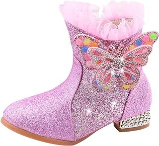 Botas para meninas sapatos infantis botas curtas meninas botas de princesa botas infantis sapatos de princesa botas femininas tamanho 3 (rosa, 30)