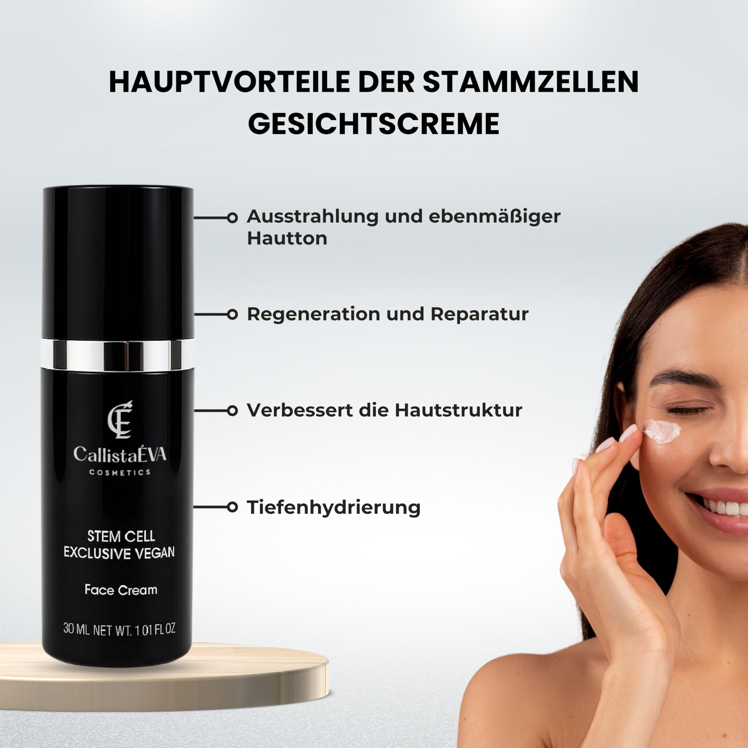 Vegane Stammzellen Gesichtscreme [Made in Germany] – Anti-Aging Pflege mit Argireline, Hyaluron & Apfel-Stammzellen – Straffende Creme gegen Falten – 50ml (50ML)