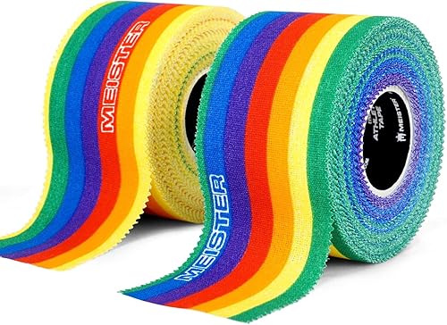 Meister Elite Athletic Tape - Cinta de entrenamiento transpirable de alto adhesivo, paquete de 2 rollos, bandera del orgullo